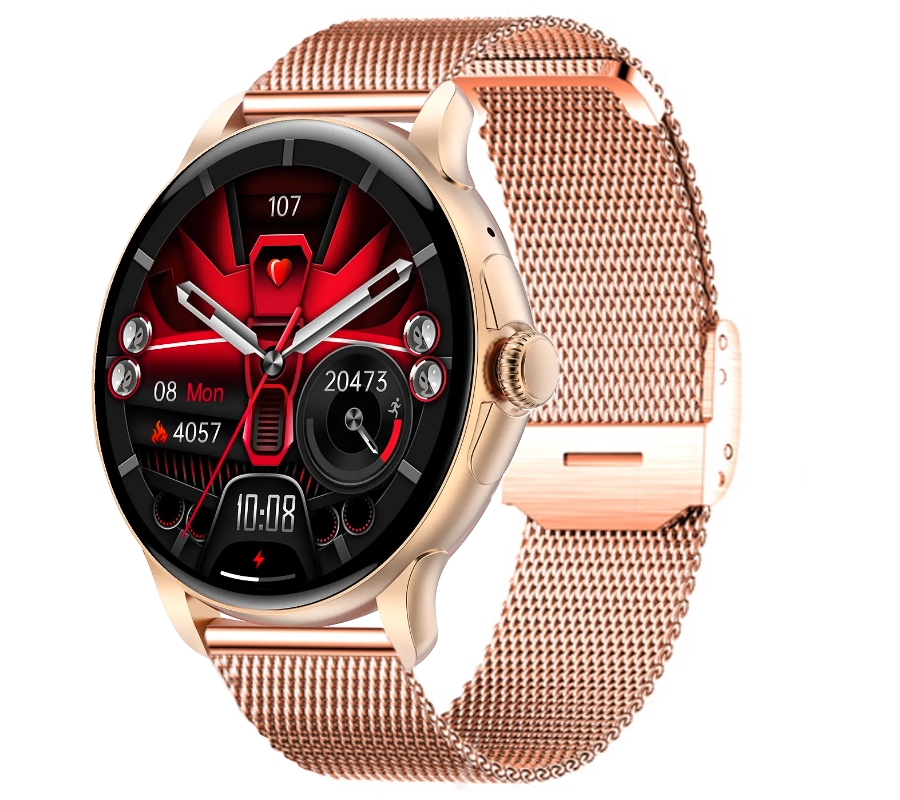 Smartwatch Damski Rubicon RNCF35 ROSE GOLD Bransoleta + Pasek Pink - obrazek 2