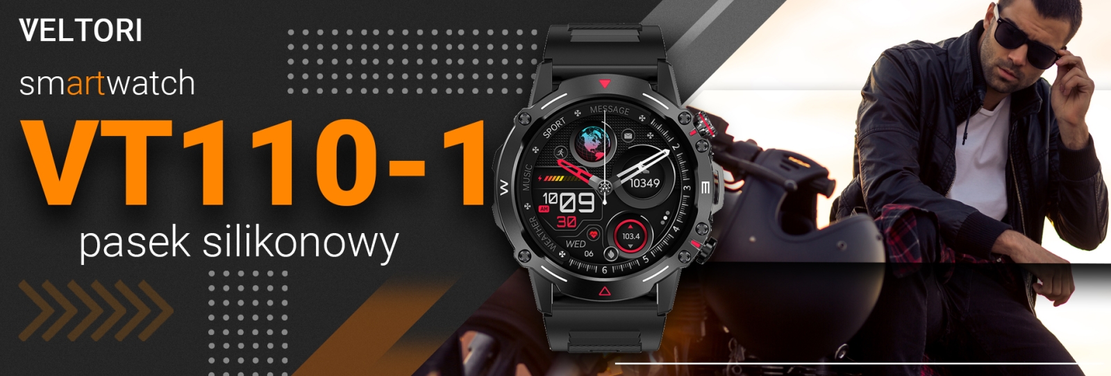 Smartwatch VELTORI VT110-1 Czarny Pasek Silikonowy - Зображення 5