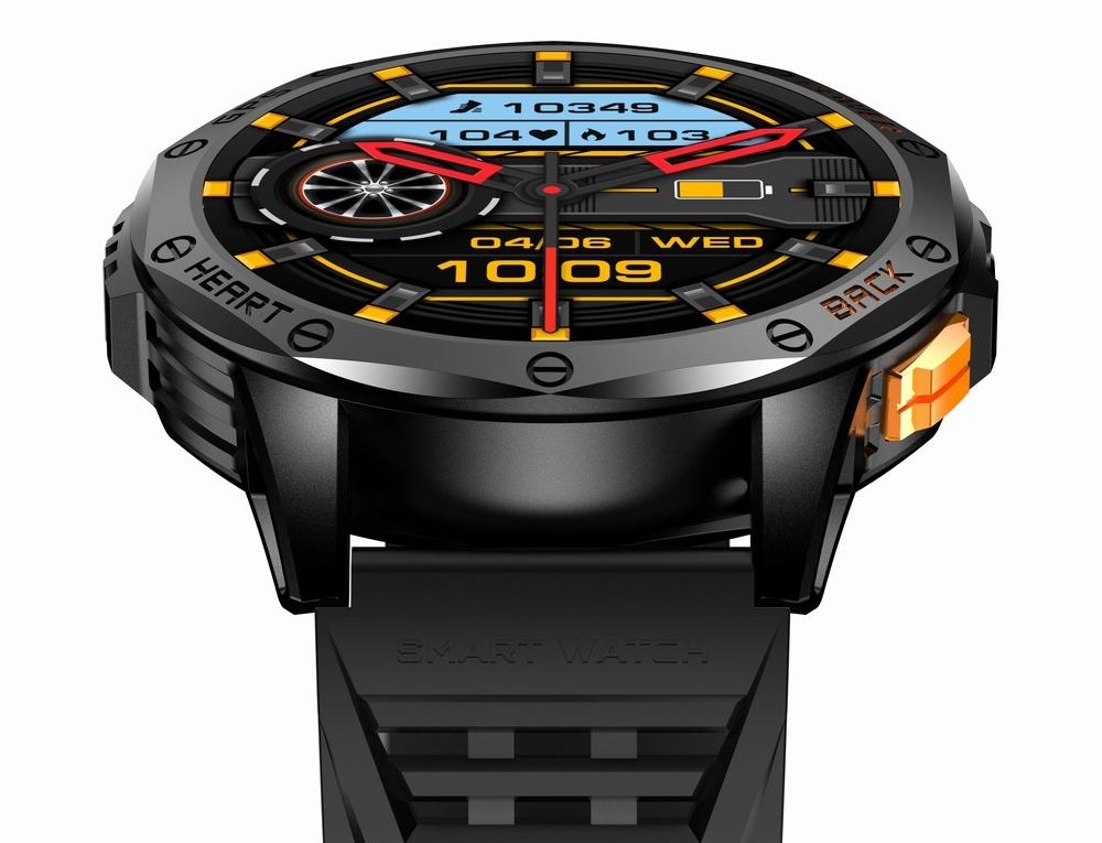 Smartwatch Męski GRAVITY GPS GT24-3 Czarny Pasek Silikonowy + Pomarańczowy Pasek Silikonowy - Зображення 7