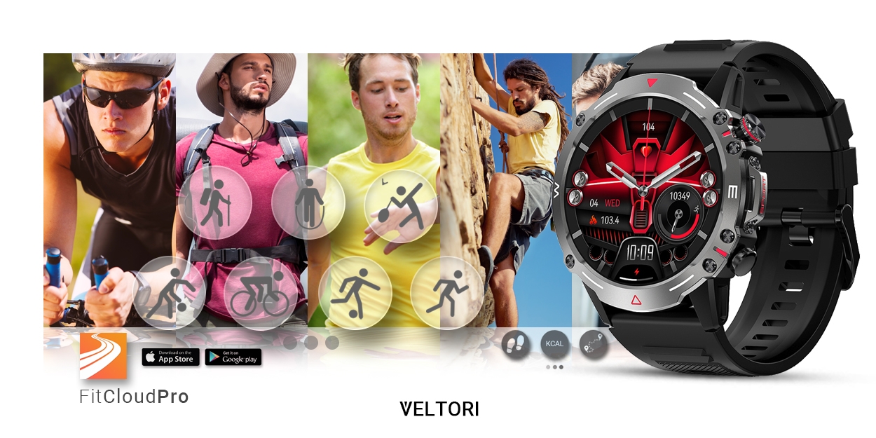 Smartwatch VELTORI VT110-1 Czarny Pasek Silikonowy - Зображення 12