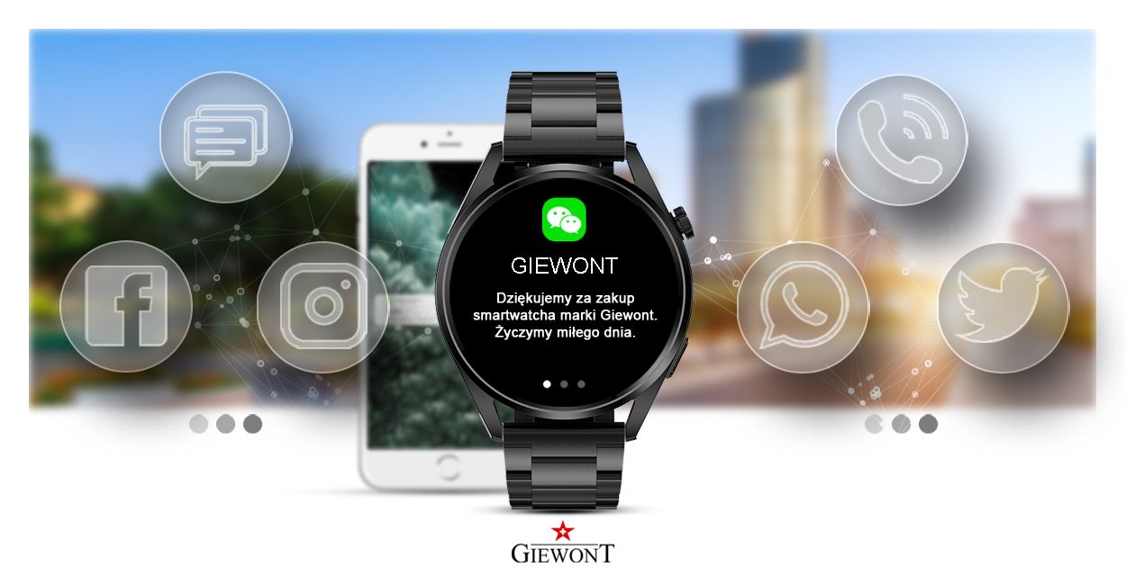 Smartwatch GIEWONT Vertex SmartCall GW450-1 Carbon/Carbon Silikon - obrazek 6