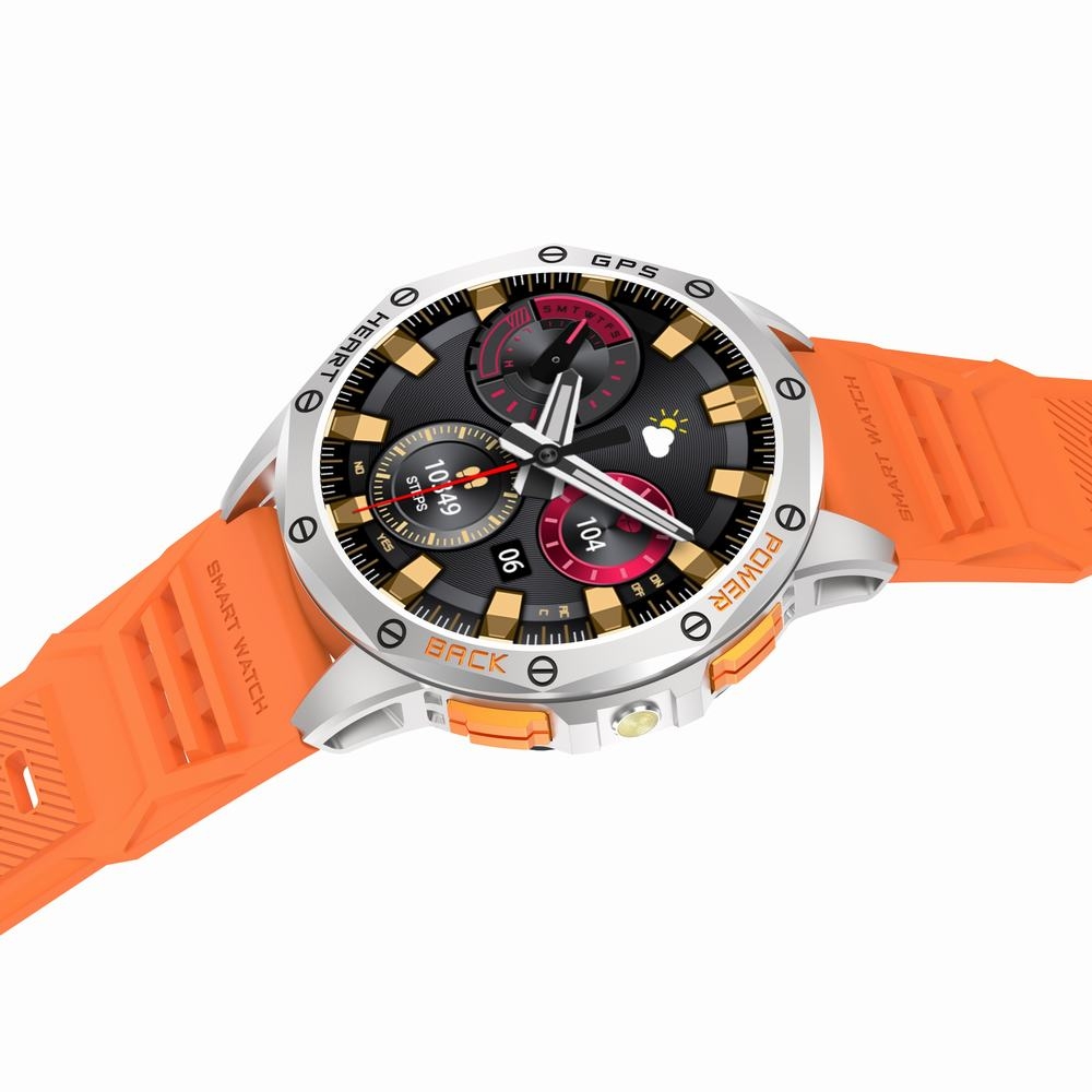 Smartwatch Męski GRAVITY GPS GT24-4 Czarny Pasek Silikonowy + Pomarańczowy Pasek Silikonowy - Зображення 8