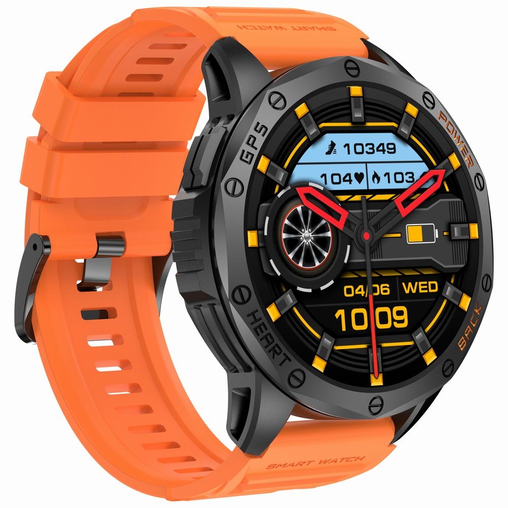 Smartwatch Męski GRAVITY GPS GT24-3 Czarny Pasek Silikonowy + Pomarańczowy Pasek Silikonowy - Зображення 12
