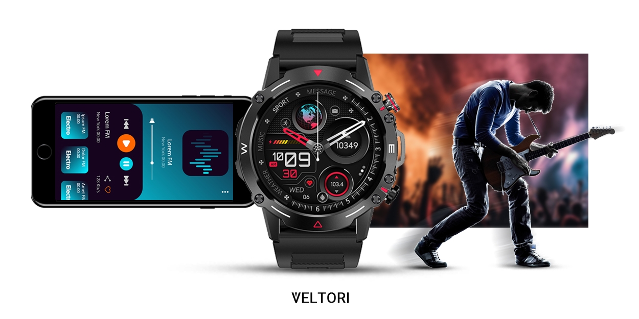 Smartwatch VELTORI VT110-1 Czarny Pasek Silikonowy - Зображення 17