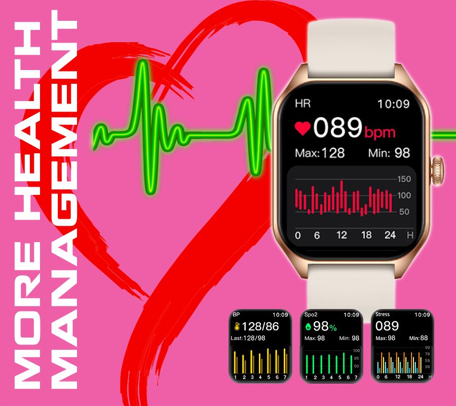 Smartwatch Rubicon RNCF03-1 Czarny+ Niebiesko-Pomarańczowy Pasek Parciany - obrazek 11