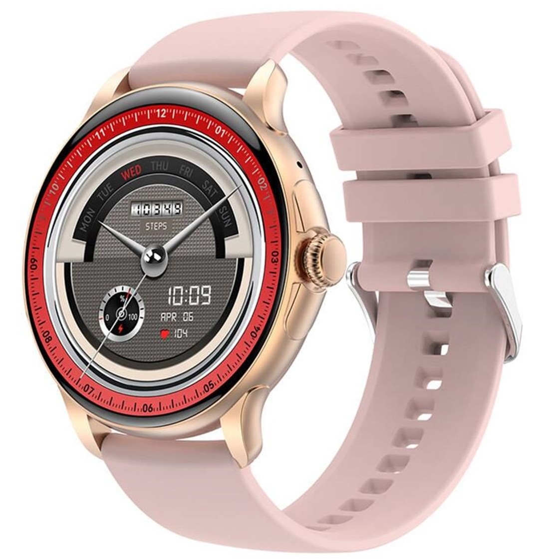 Smartwatch Damski Rubicon RNCF35 ROSE GOLD Bransoleta + Pasek Pink - obrazek 4