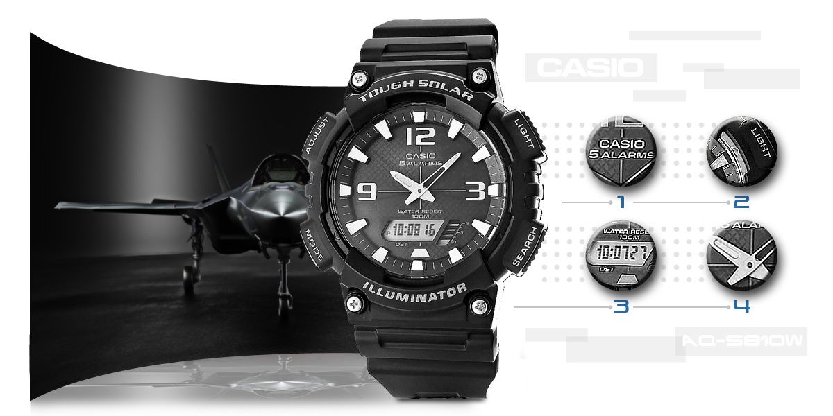 Zegarek Męski CASIO SOLAR AQ-S810W-1AVEF + BOX - obrazek 4