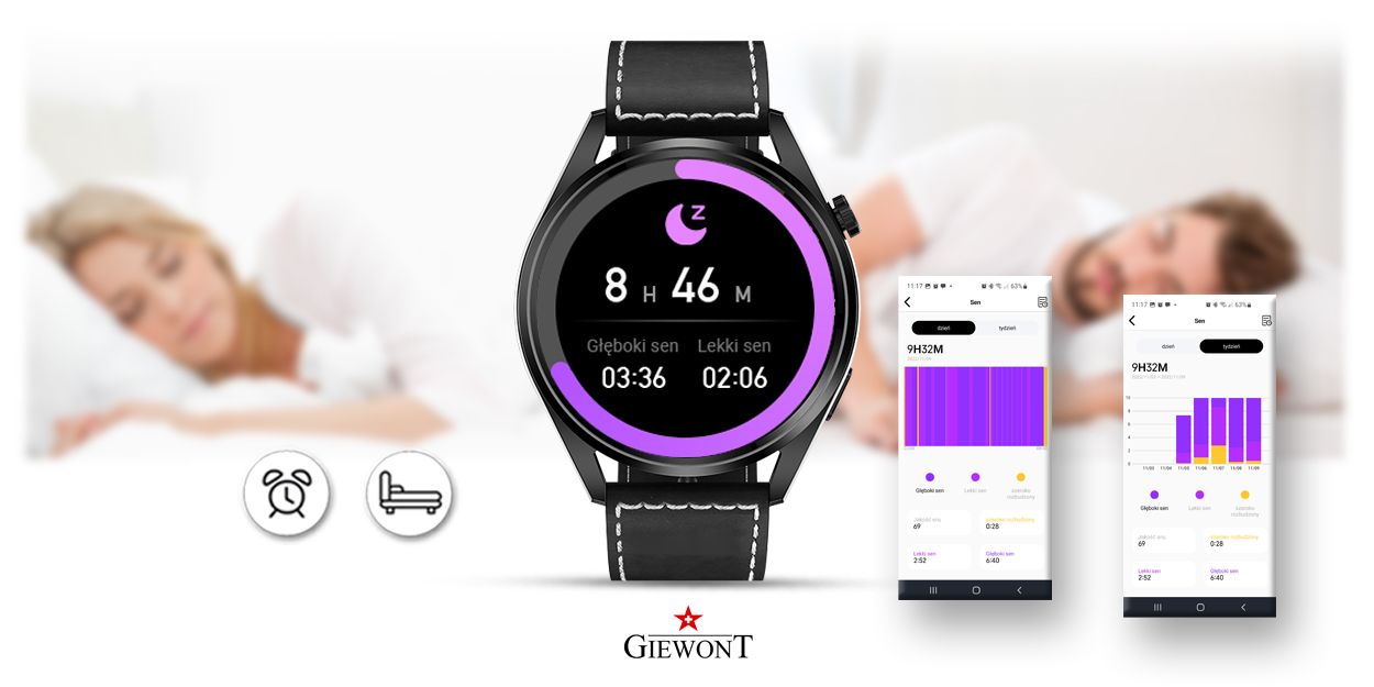 Smartwatch GIEWONT Vertex SmartCall GW450-2 Carbon/Carbon Leather - Зображення 9