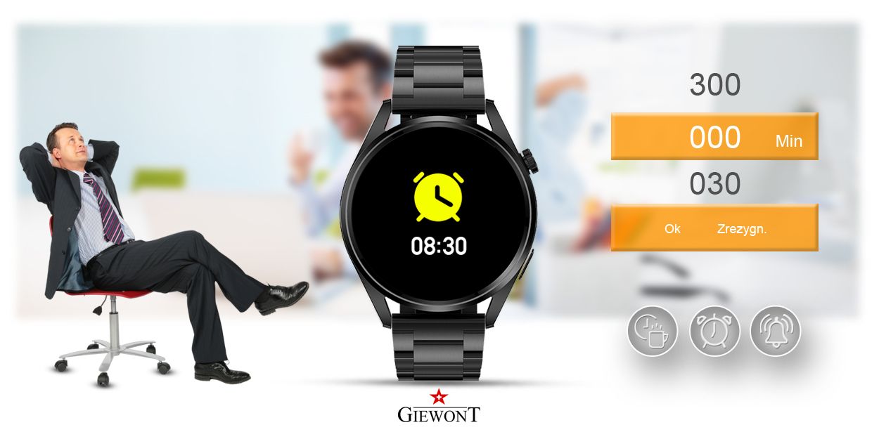 Smartwatch GIEWONT Vertex SmartCall GW450-2 Carbon/Carbon Leather - Зображення 10