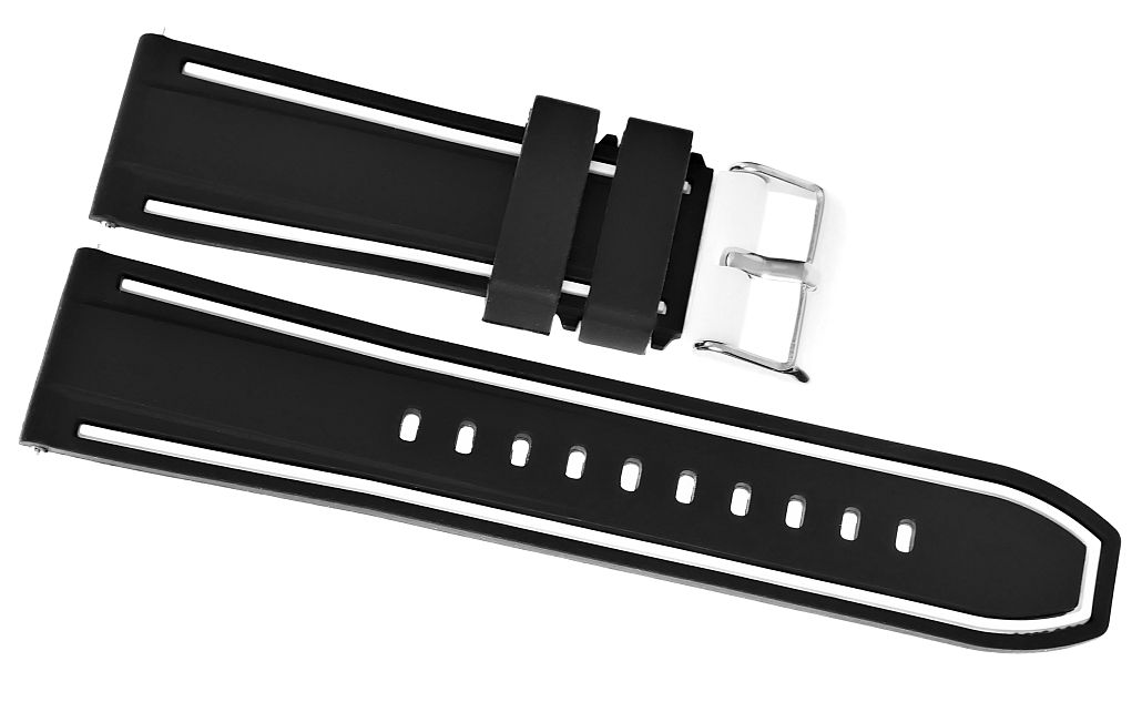 Pasek silikonowy CZARNO-BIAŁY U14-20-1 - obrazek 4