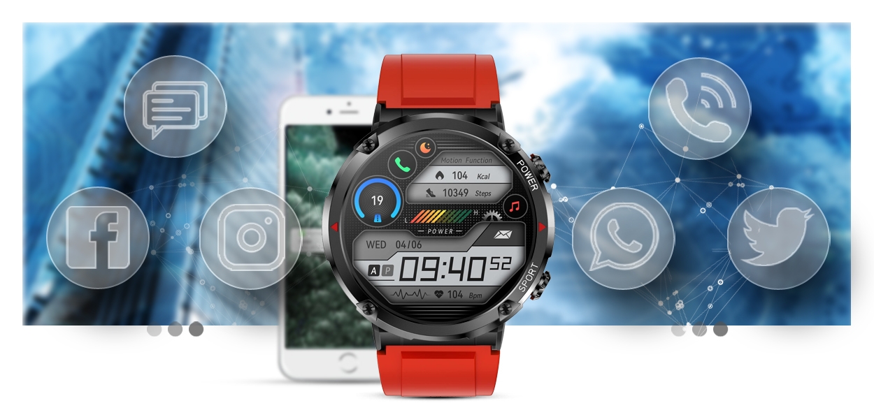 Smartwatch Gravity GT21-6 + Czerwony Pasek Silikonowy - Зображення 13