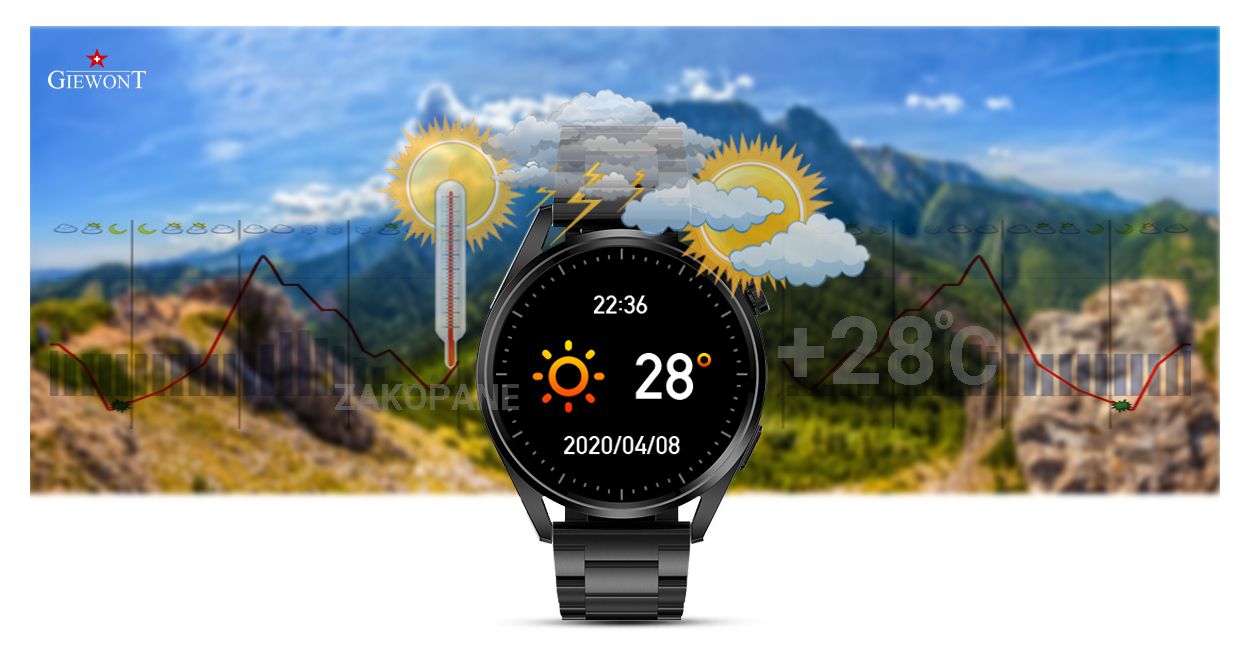 Smartwatch GIEWONT Vertex SmartCall GW450-2 Carbon/Carbon Leather - Зображення 13