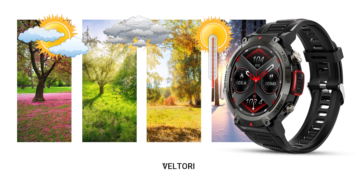 Smartwatch VELTORI VT140-1 Czarny Pasek Silikonowy - Зображення 19
