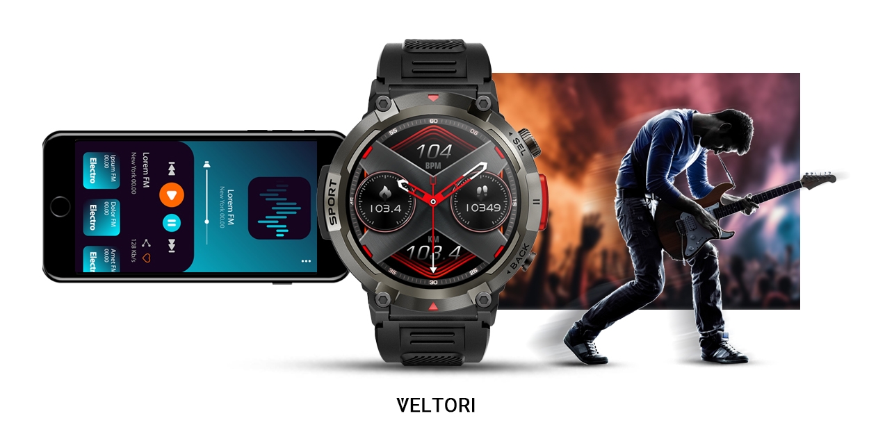Smartwatch VELTORI VT140-1 Czarny Pasek Silikonowy - Зображення 20