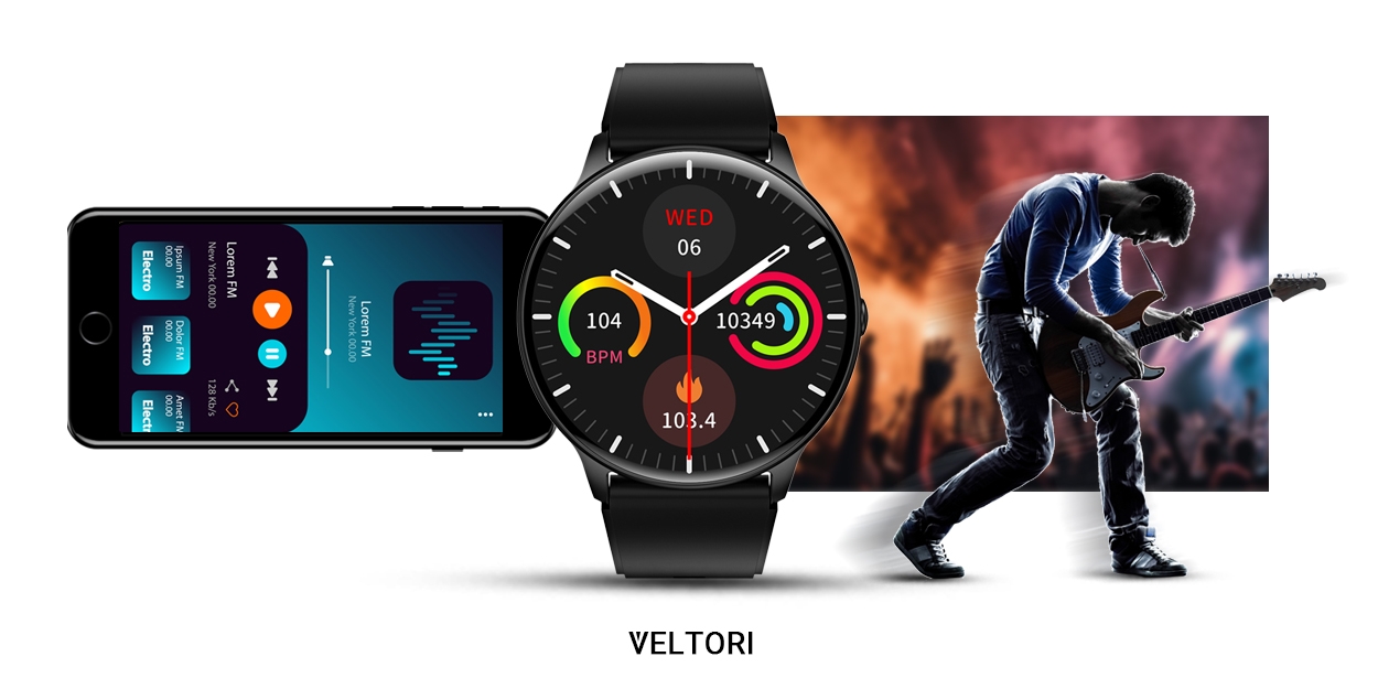 Smartwatch VELTORI VT160-1 Czarny Pasek Silikonowy - Зображення 20