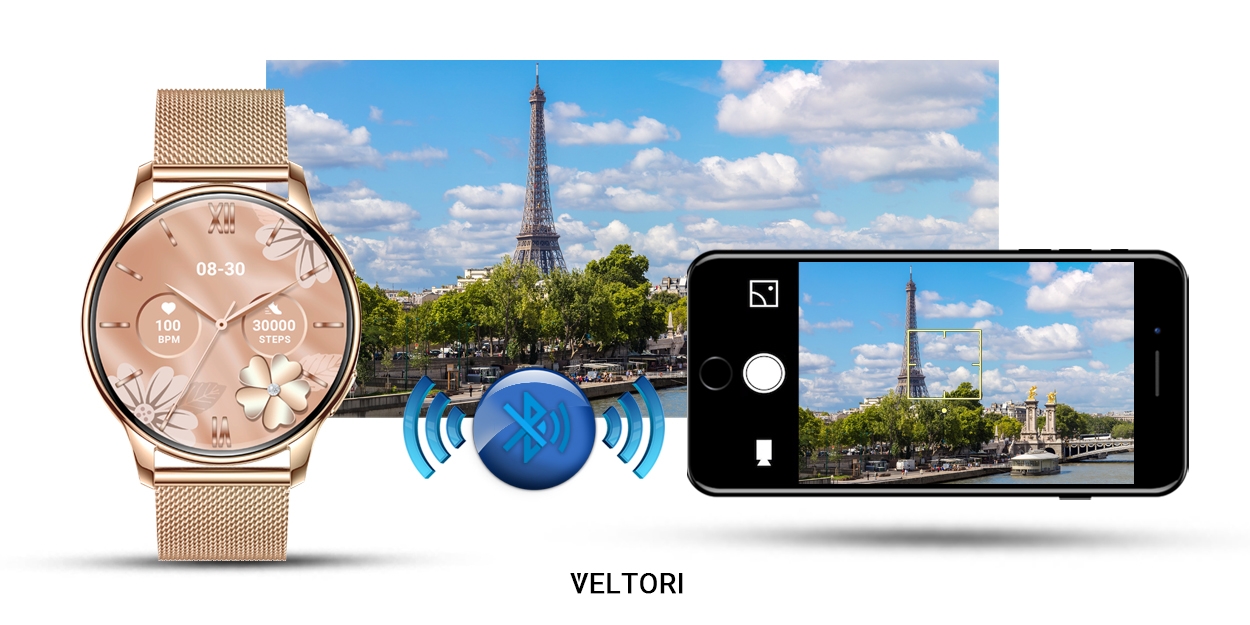 Smartwatch Damski VELTORI VT300-1 Złota Bransoleta - Зображення 22