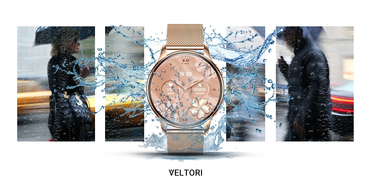 Smartwatch Damski VELTORI VT300-1 Złota Bransoleta - Зображення 26