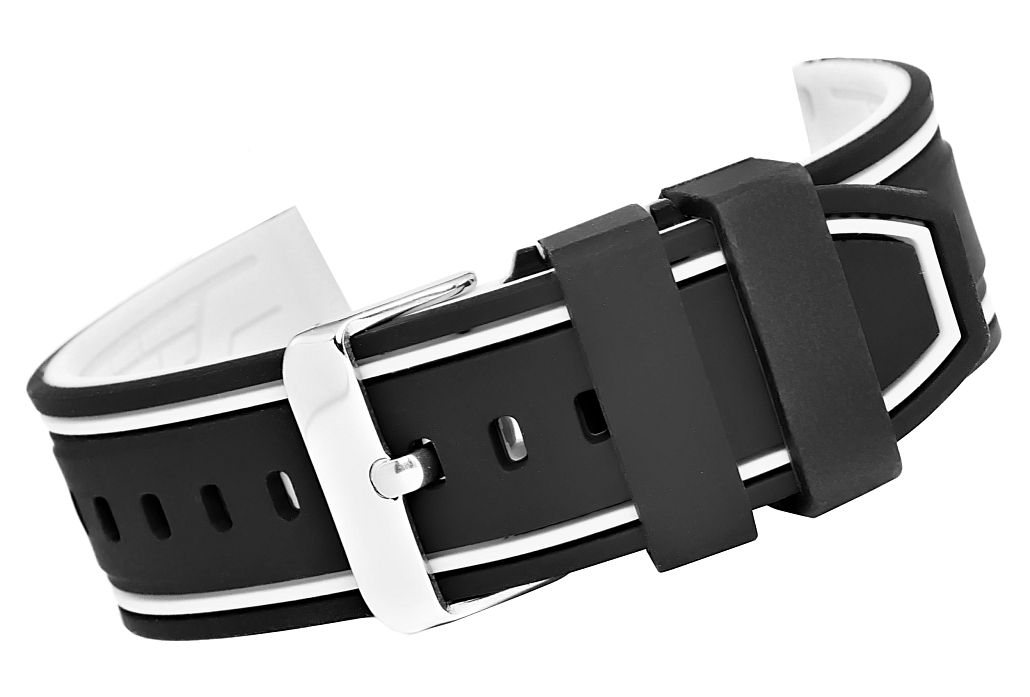 Pasek silikonowy CZARNO-BIAŁY U14-20-1 - obrazek 2