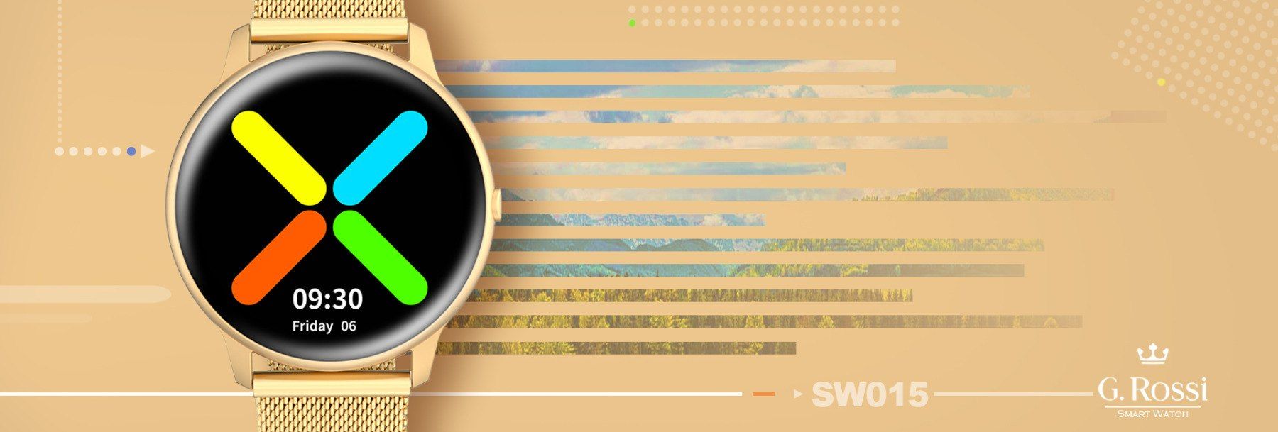 Damski SMARTWATCH G.Rossi SW015-5 Złoty - obrazek 7