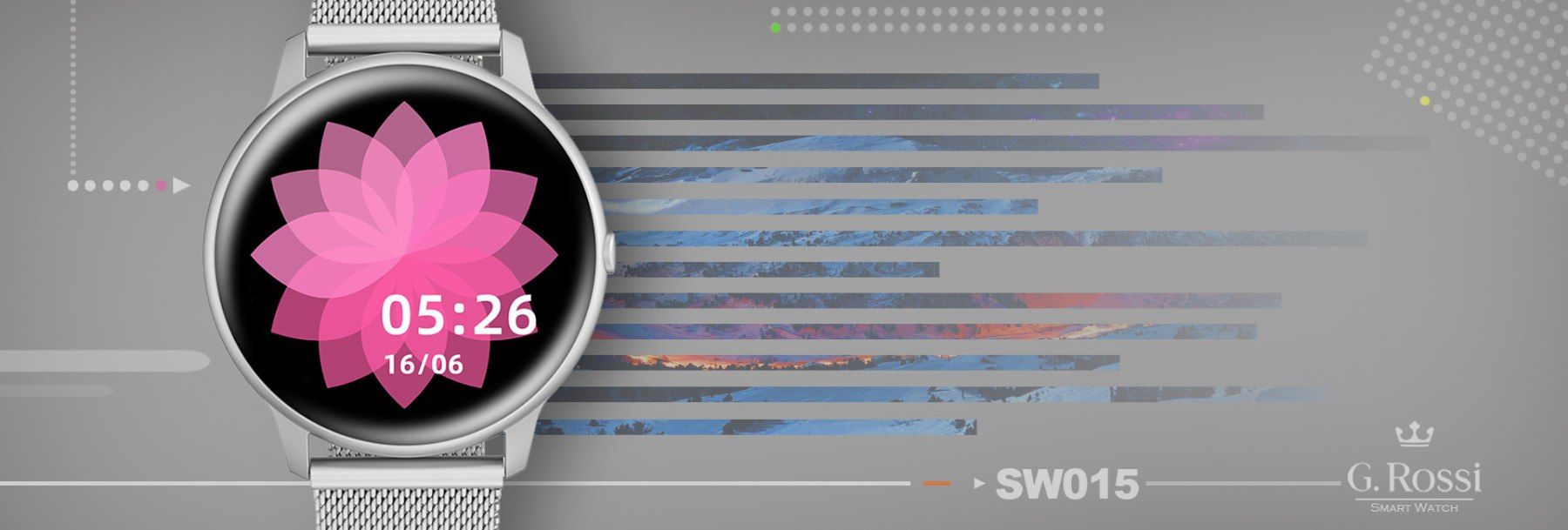 Damski SMARTWATCH G. Rossi SW015-3 Srebrny - obrazek 7