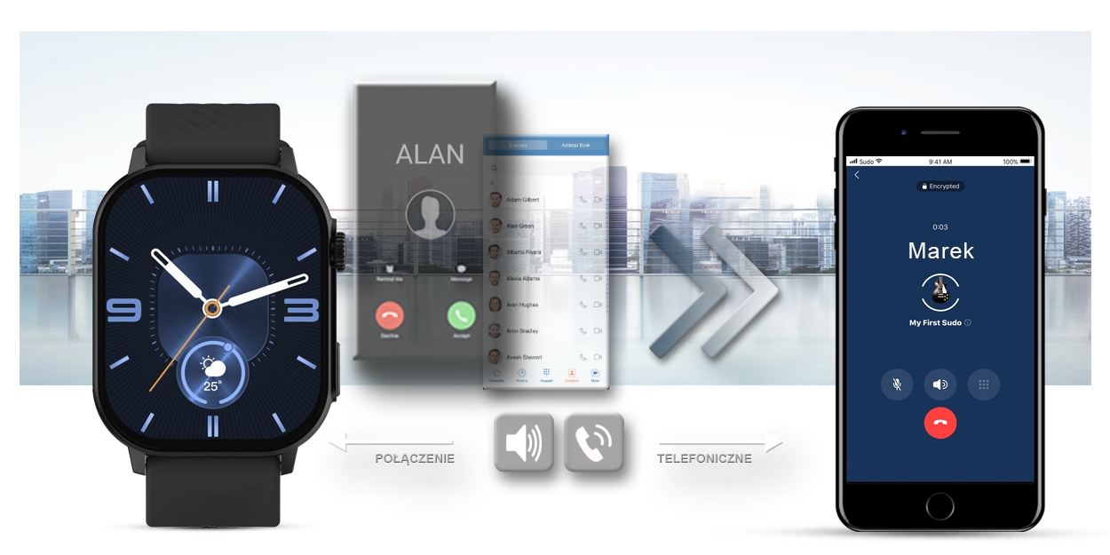 Smartwatch Gravity GT15-1 Czarny Pasek Silikonowy + Czarna Bransoleta - Зображення 12