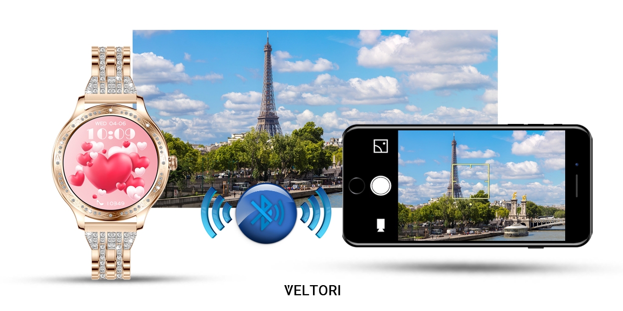Smartwatch Damski VELTORI VT350-1 Bransoleta Różowe Złoto - obrazek 24