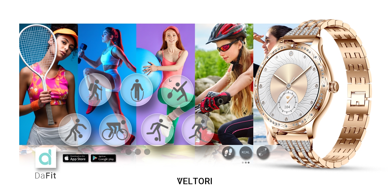 Smartwatch Damski VELTORI VT350-1 Bransoleta Różowe Złoto - obrazek 22