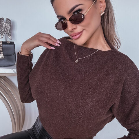 PRĄŻKOWANA BLUZKA ZE SREBRNĄ NITKĄ