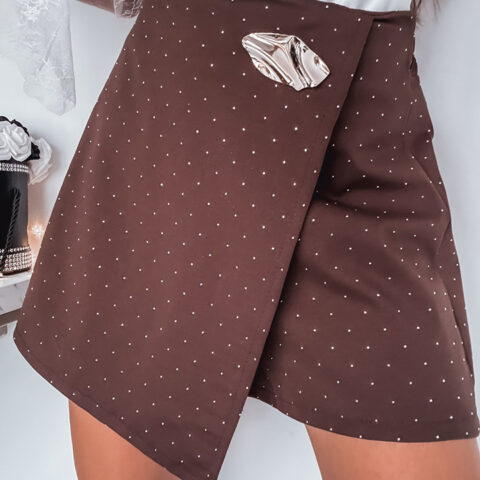 CZEKOLADOWE SPÓDNICZKO SPODENKI W CEKINY