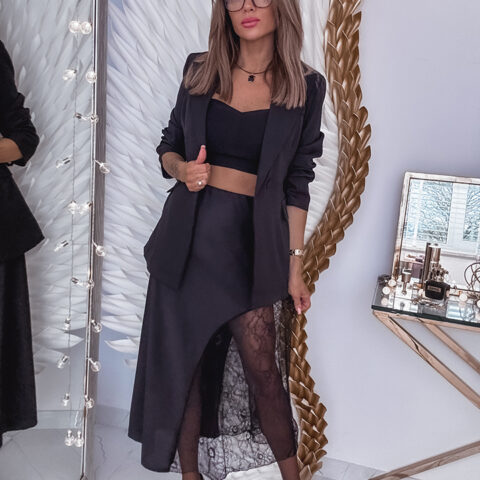 SATYNOWA SPÓDNICZKA Z KORONKĄ MAXI