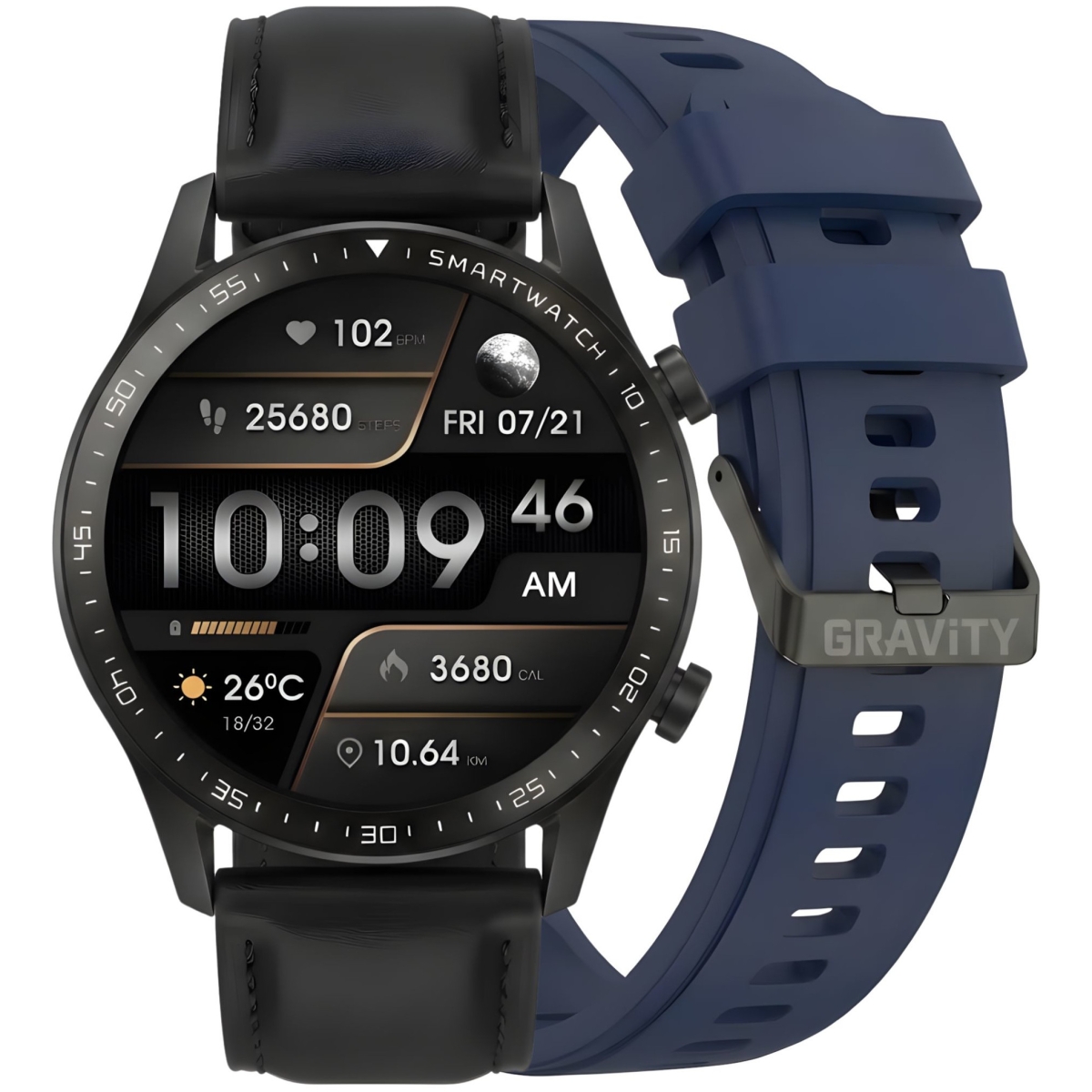 Smartwatch Gravity Czarny 2 Paski GT10-5 - obrazek 14