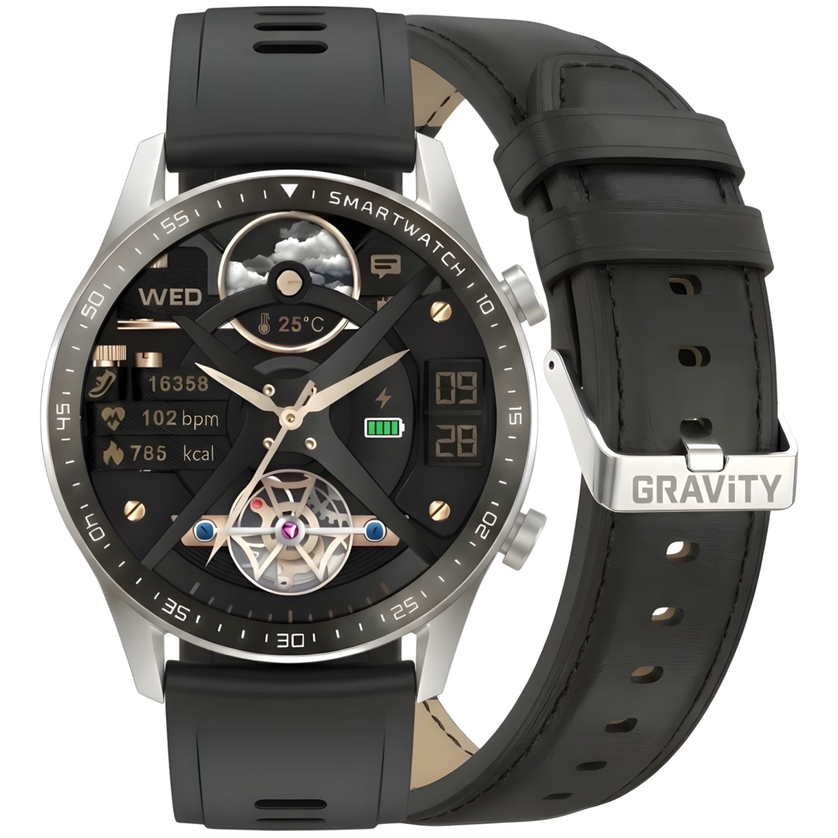 Smartwatch Gravity Srebrny 2 Paski GT10-7 - obrazek 11