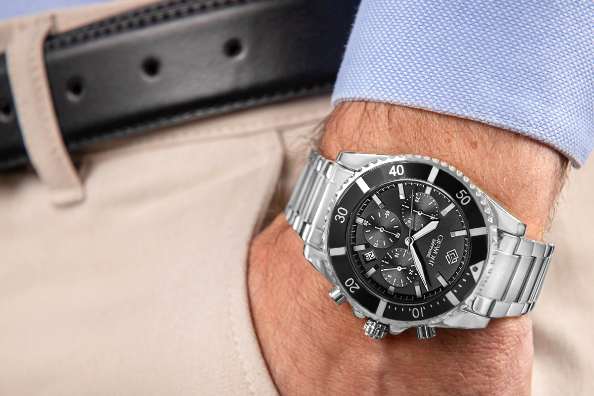 Zegarek Męski Giewont Chronograph Sapphire Srebrny GW3970-B2 - obrazek 3