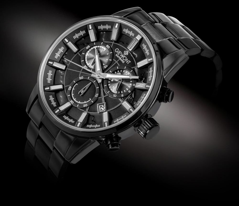 Zegarek Męski Giewont Chronograph Sapphire Czarny GW4580-B1 - obrazek 2