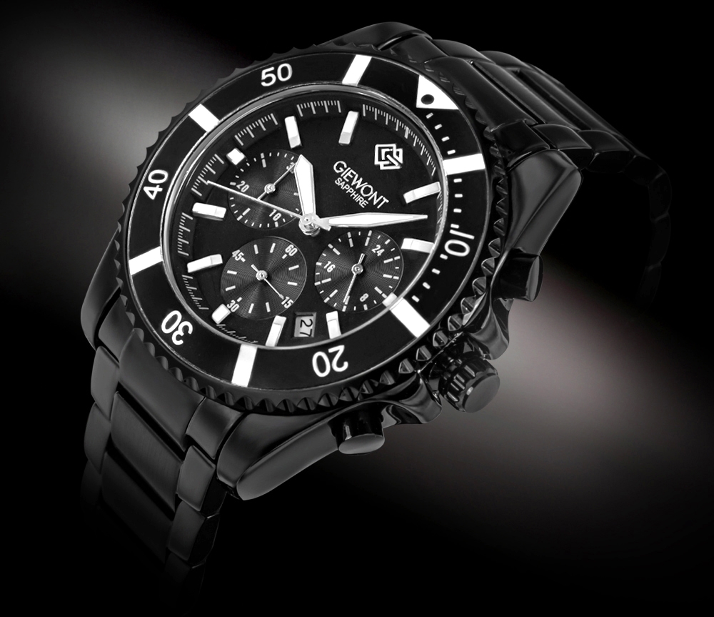 Zegarek Męski Giewont Chronograph Sapphire Czarny GW3970-B4 - obrazek 2