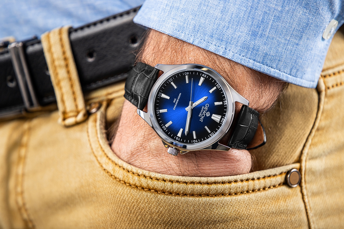 Zegarek Męski Giewont Elegance Sapphire Czarno Niebieski GW5160-A6 - obrazek 3