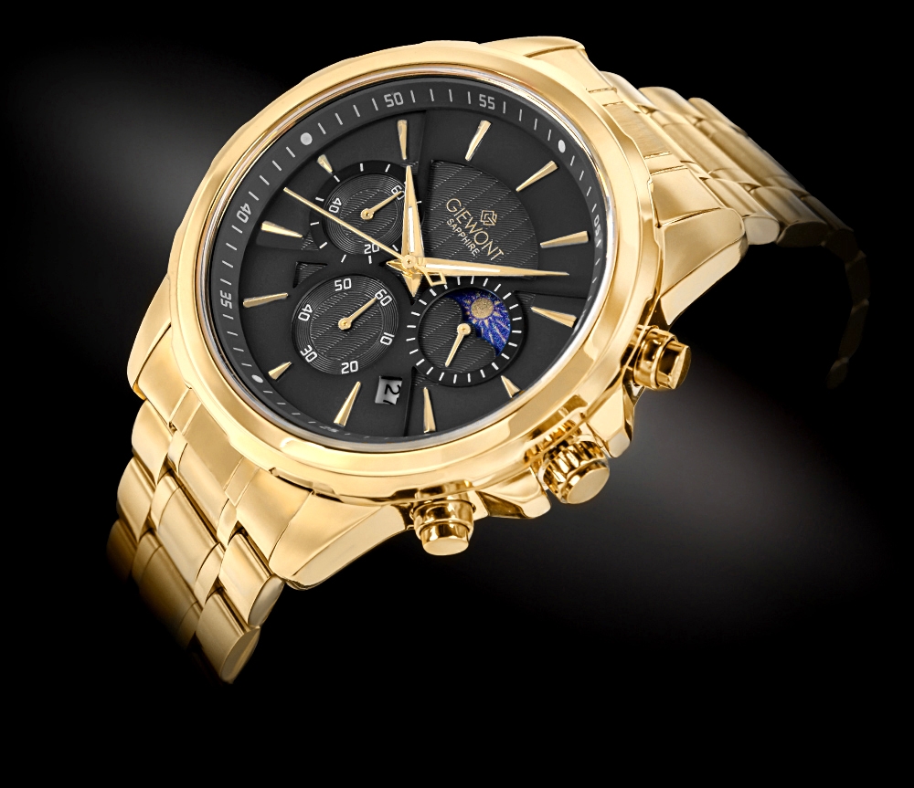 Zegarek Męski Giewont Chronograph Sapphire Złoto Czarny GW9460-B4 - Зображення 2