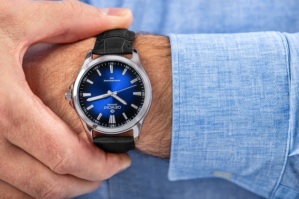 Zegarek Męski Giewont Elegance Sapphire Czarno Niebieski GW5160-A6 - obrazek 4