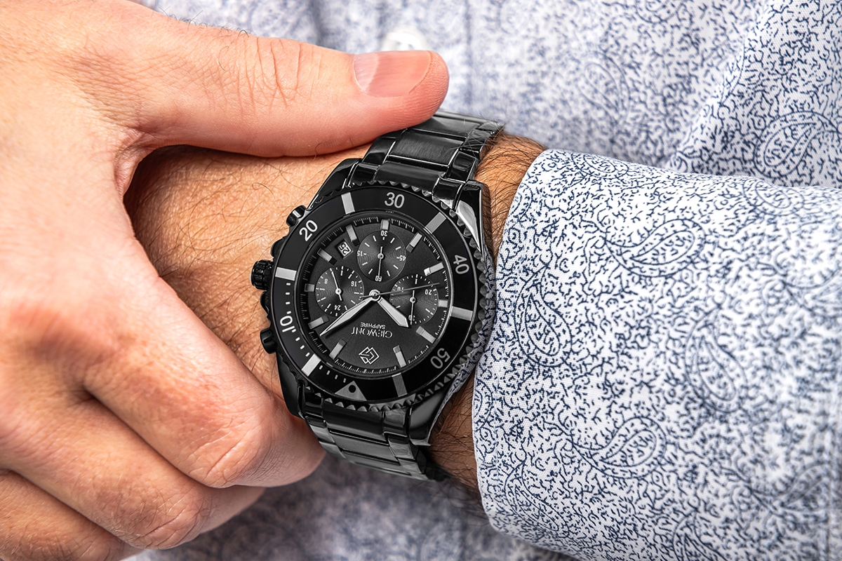 Zegarek Męski Giewont Chronograph Sapphire Czarny GW3970-B4 - obrazek 4