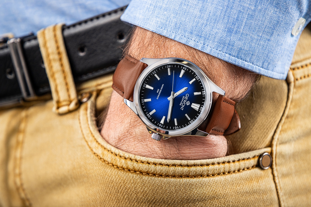 Zegarek Męski Giewont Elegance Sapphire Brązowo Niebieski GW5160-A4 - obrazek 4