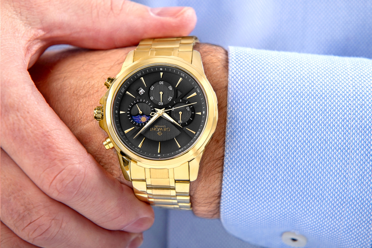 Zegarek Męski Giewont Chronograph Sapphire Złoto Czarny GW9460-B4 - Зображення 3