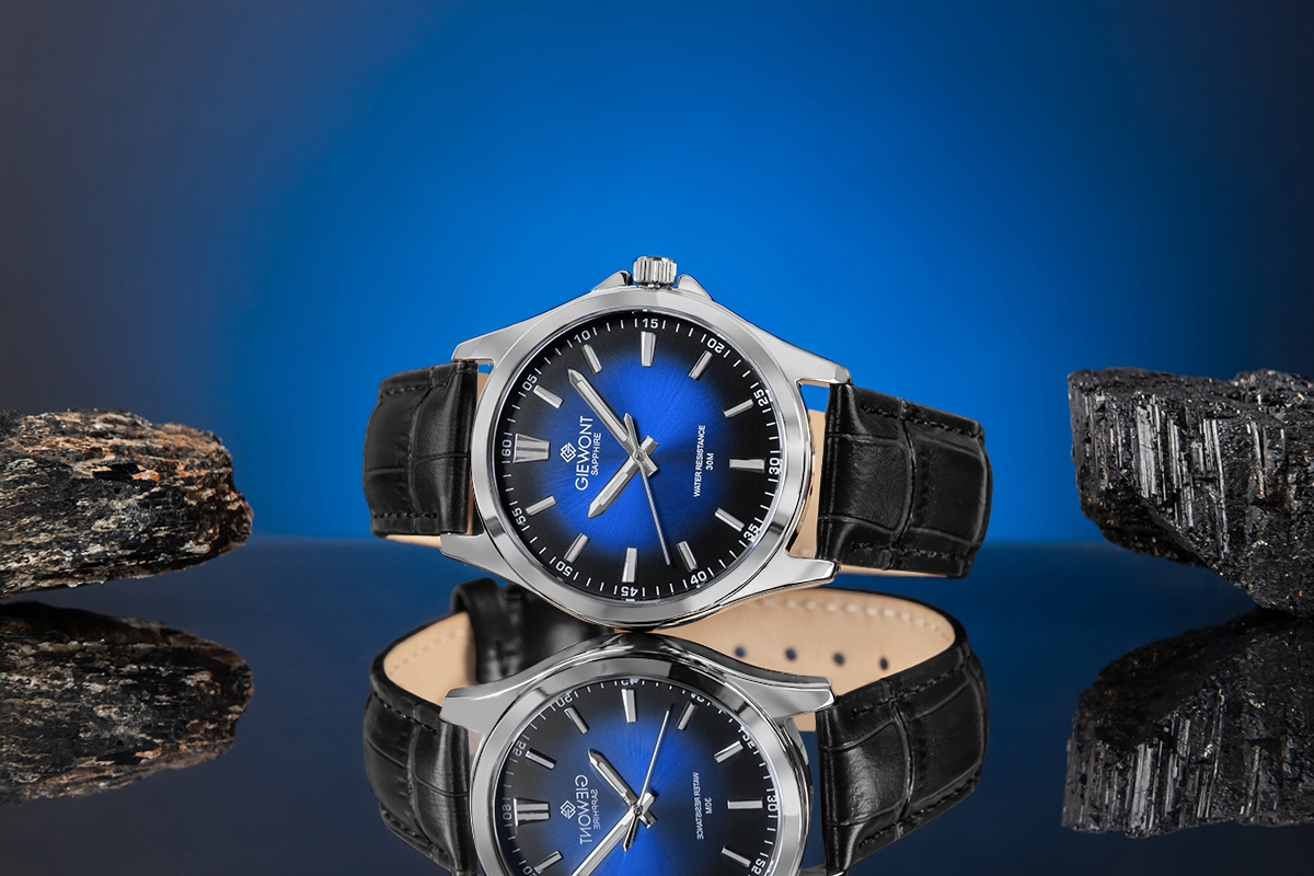 Zegarek Męski Giewont Elegance Sapphire Czarno Niebieski GW5160-A6 - obrazek 5