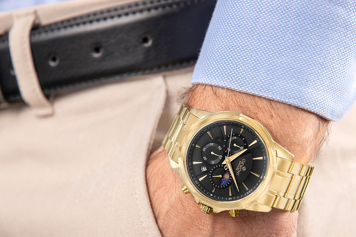 Zegarek Męski Giewont Chronograph Sapphire Złoto Czarny GW9460-B4 - Зображення 4