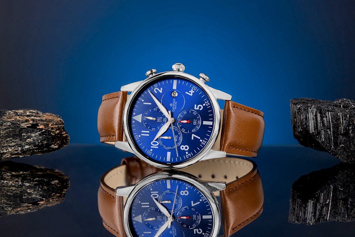 Zegarek Męski Giewont Chronograph Sapphire Brązowo Niebieski GW5630-A6 - obrazek 5