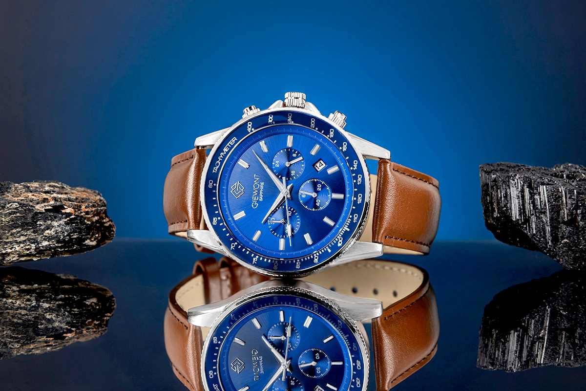 Zegarek Męski Giewont Chronograph Sapphire Brązowo Niebieski GW3520-A5 - obrazek 5