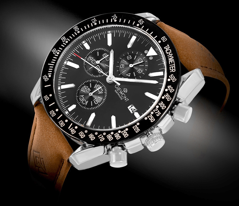 Zegarek Męski Giewont Chronograph Sapphire Brązowo Czarny GW8720-A1 - obrazek 2