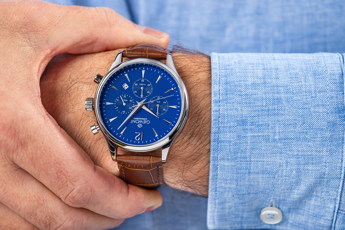 Zegarek Męski Giewont Chronograph Sapphire Brązowo Niebieski GW6310-A5 - obrazek 4