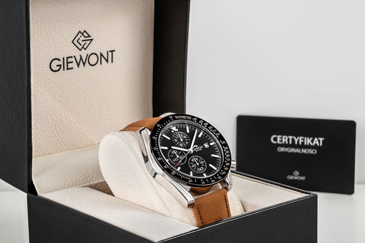 Zegarek Męski Giewont Chronograph Sapphire Brązowo Czarny GW8720-A1 - obrazek 8