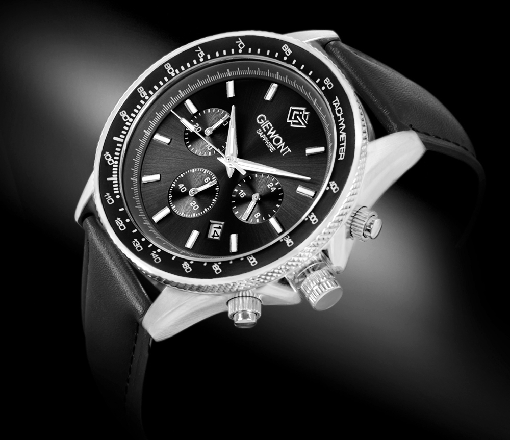 Zegarek Męski Giewont Chronograph Sapphire Czarny GW3520-A4 - obrazek 2