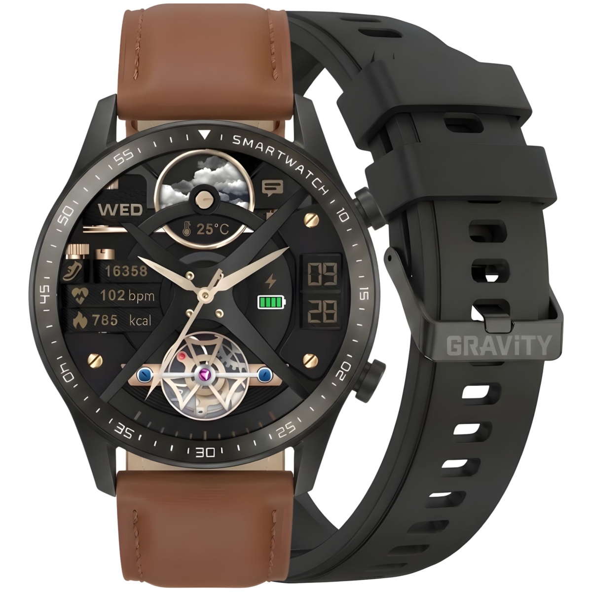 Smartwatch Gravity Czarny 2 Paski GT10-4